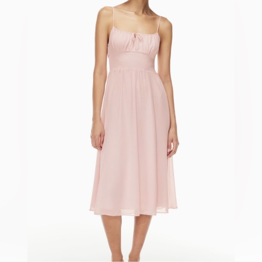 Aritzia Wilfred Genoa Poetic Pink Midi Bridal Formal Graduation Party Dress Sz L